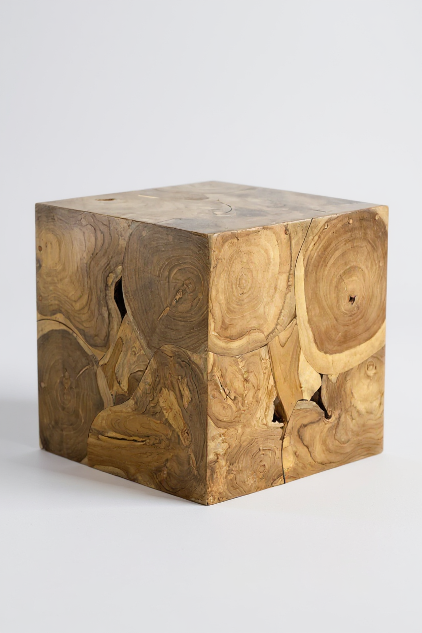 Table d'appoint en mosaïque de bois - table basse, table de chevet, tabouret pour plantes - fait main - 40&60x40x40 cm