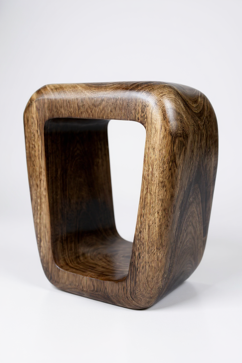 Tabouret en bois - table d'appoint table basse - tabouret flambé fait main en bois de suar massif - 50x30x40 cm