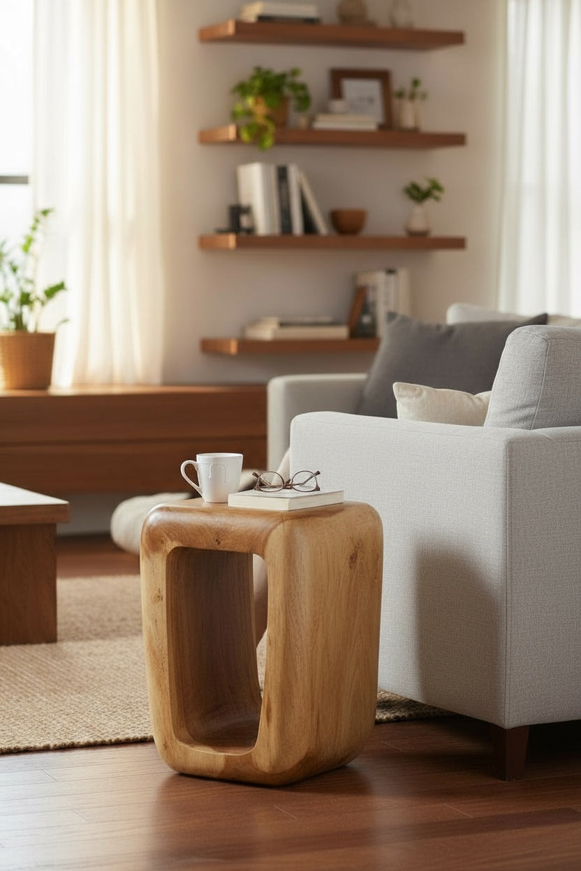 Tabouret en bois - table d'appoint table basse - tabouret fait main en bois de suar massif - 50x30x40 cm