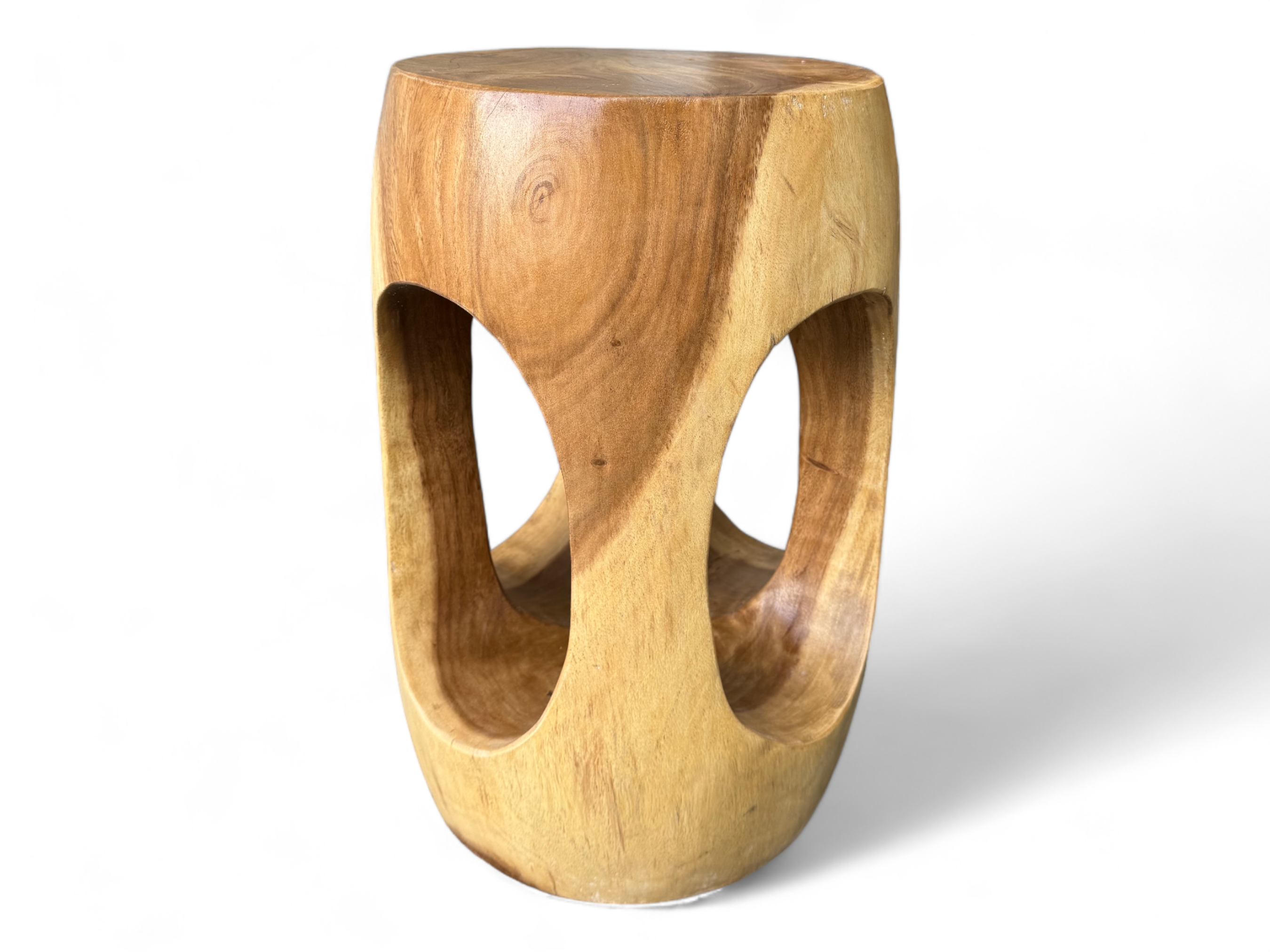 Wooden side table – coffee table flower stool – handmade – rounded with O-neck Suar wood – 50x30x30 cm