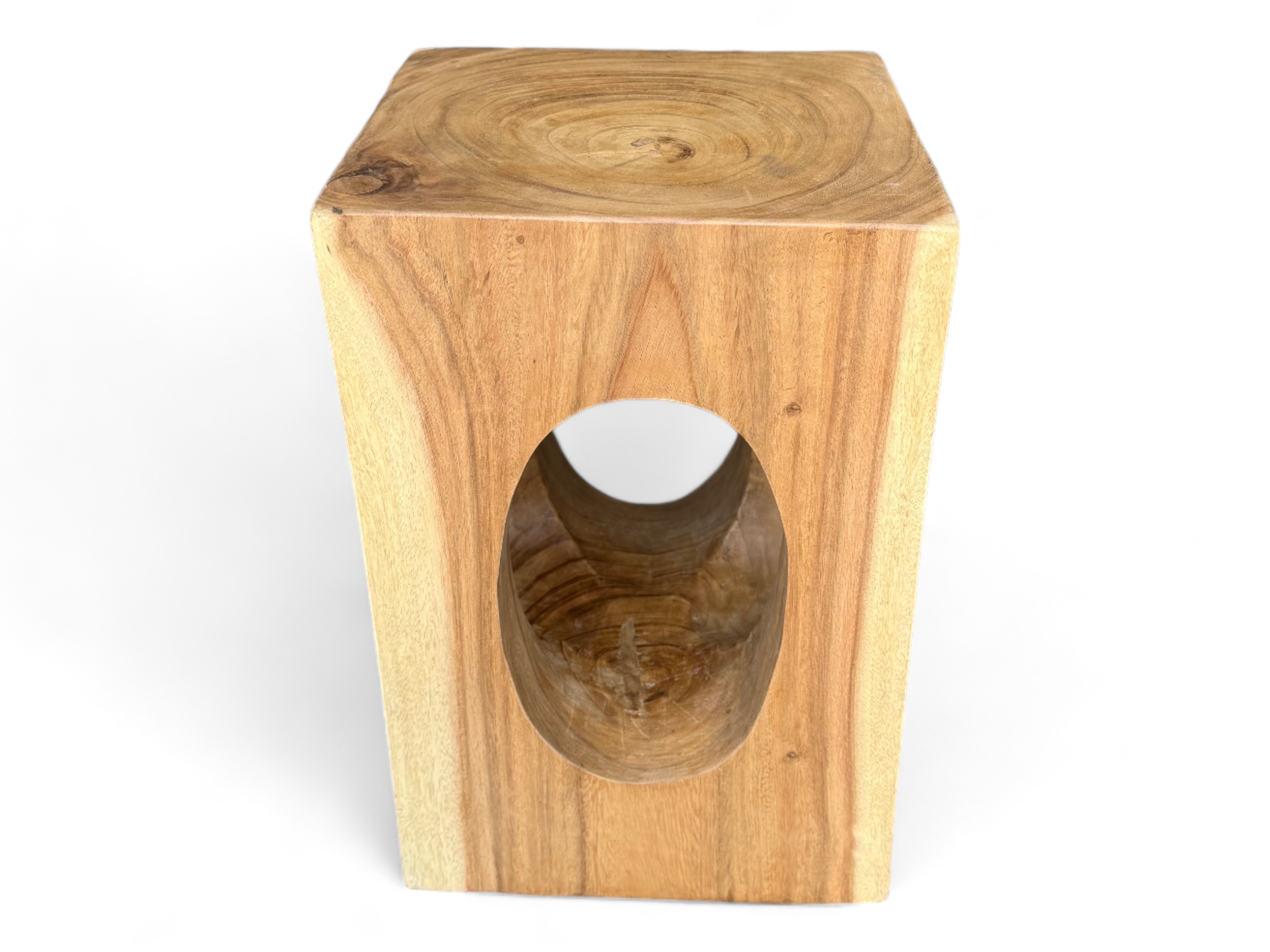 Table d'appoint en bois – table basse tabouret à fleurs – fait main – carrée avec col en O en bois de suar – 45x30x30 cm