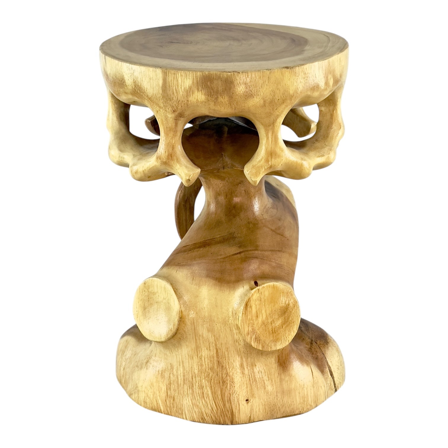Table d'appoint en bois - tabouret en bois, tabouret à fleurs, tabouret - fait main - rond en style bonsaï, bois de Saman - 40x30x30 cm