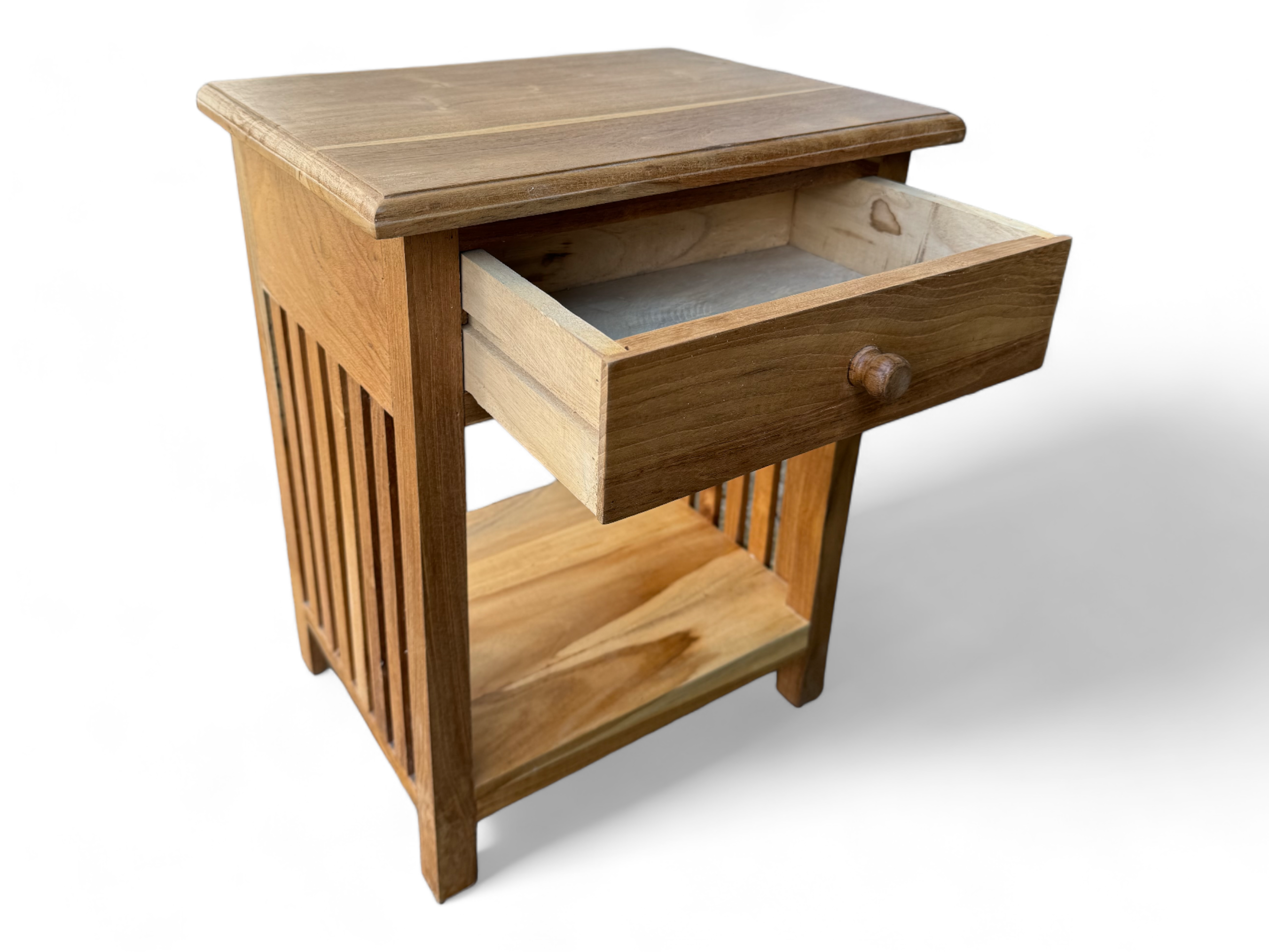 Table de chevet en bois – table d’appoint table de nuit – look vintage en bois de teck massif – 50x40x30 cm