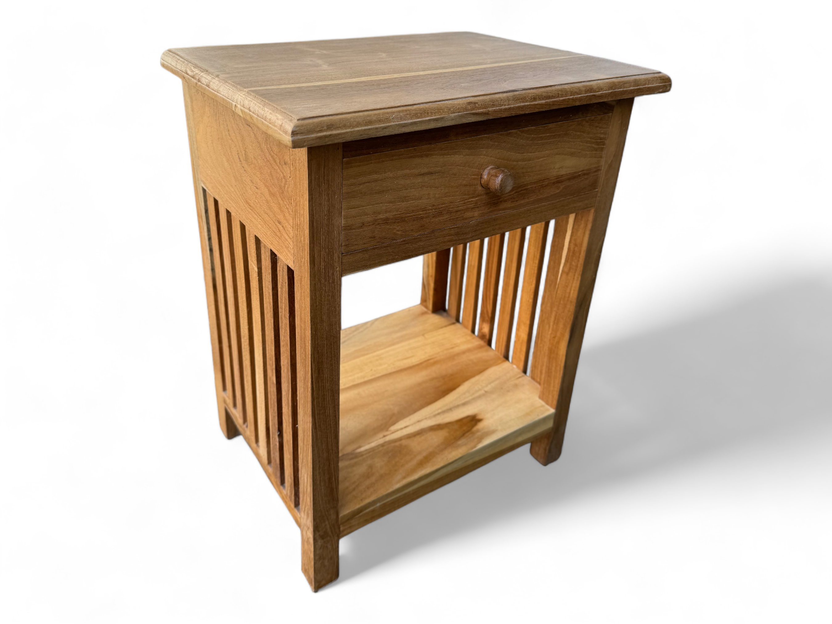 Table de chevet en bois – table d’appoint table de nuit – look vintage en bois de teck massif – 50x40x30 cm