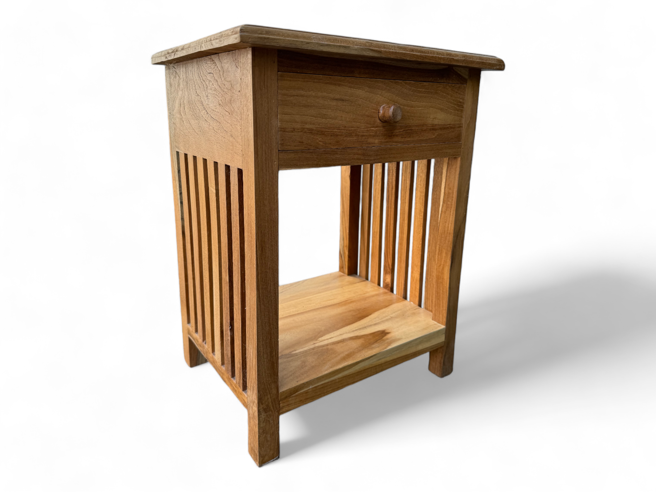 Table de chevet en bois – table d’appoint table de nuit – look vintage en bois de teck massif – 50x40x30 cm