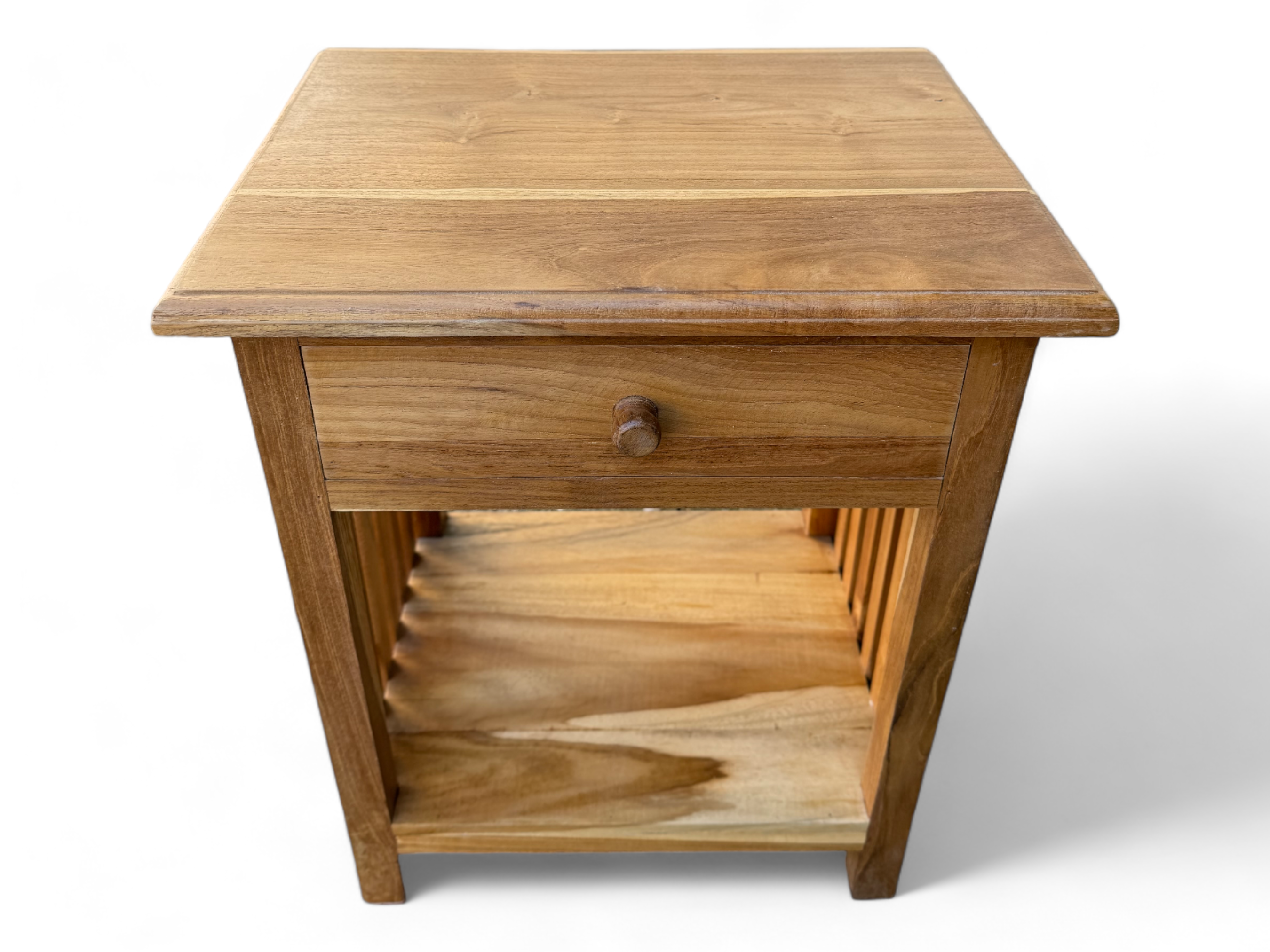 Table de chevet en bois – table d’appoint table de nuit – look vintage en bois de teck massif – 50x40x30 cm