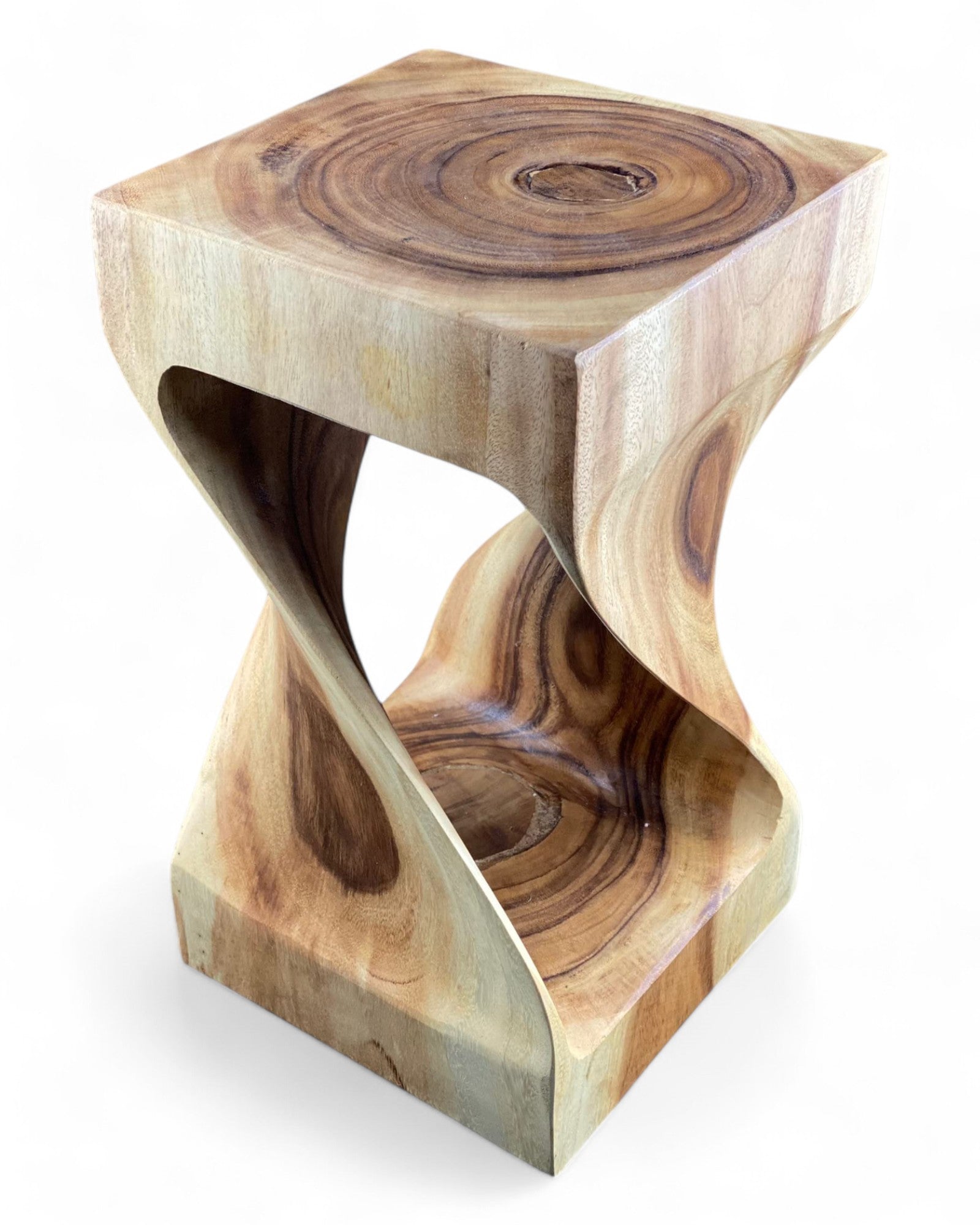 Tabouret en bois - table d'appoint, tabouret à fleurs, table de rangement - unique, fait main - tourné en bois massif de Saman - 50x28x28 cm