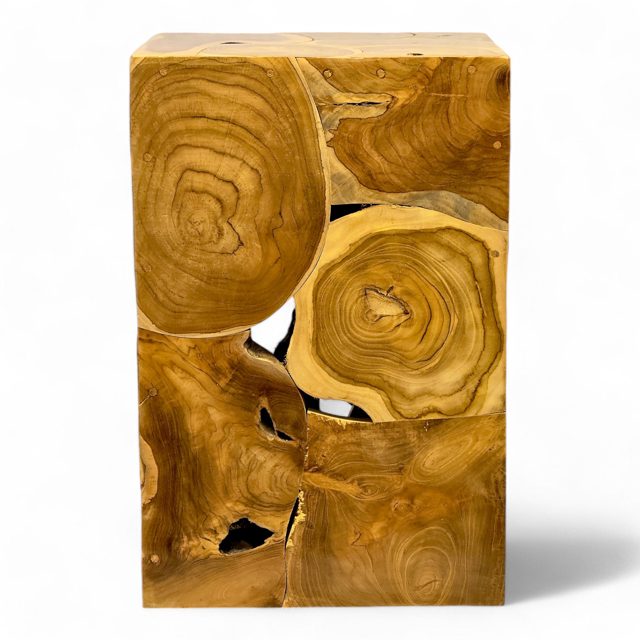 Wooden mosaic side table - coffee table, bedside table, plant stool - handmade - 40&60x40x40 cm