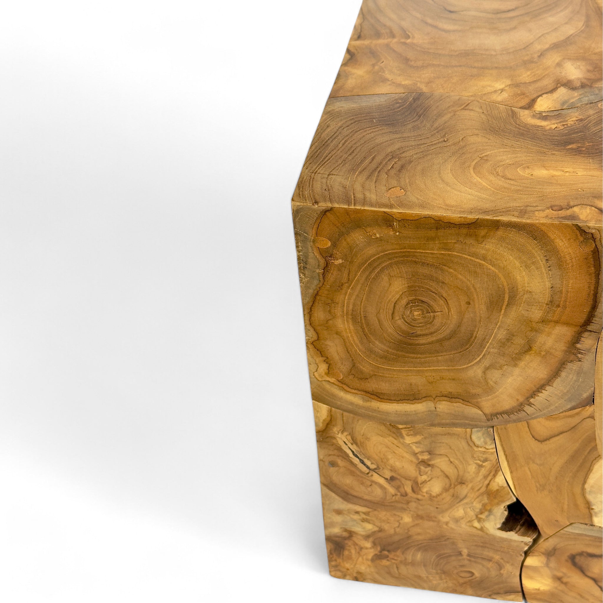 Wooden mosaic side table - coffee table, bedside table, plant stool - handmade - 40&60x40x40 cm