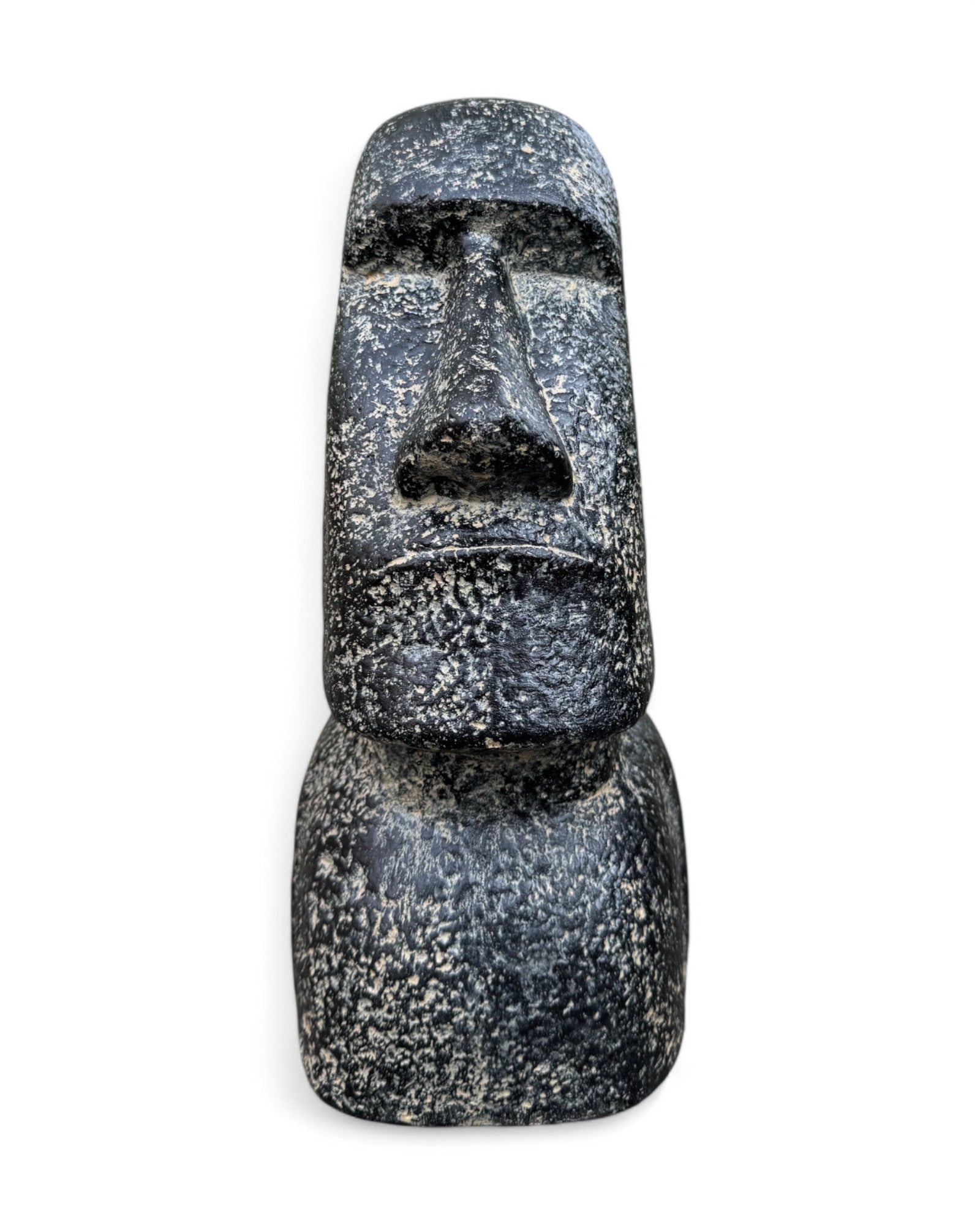 Statue de tête de Moaï - Sculpture décorative de jardin - Résistante aux intempéries - Figurine de l'île de Pâques Rapa Nui en béton de fibre de verre gris - 40x20x15 cm