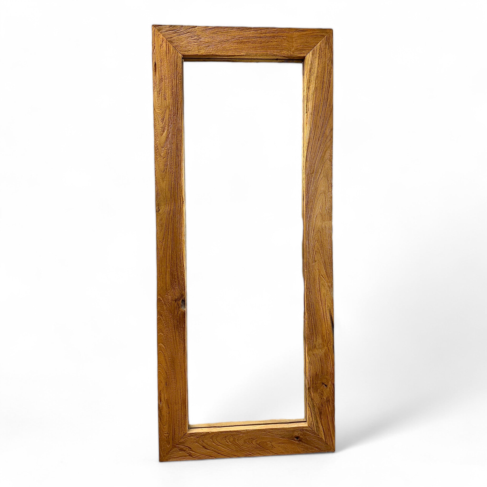 Teakholz Spiegel - Anlehnen Dekorieren Staunen – Massiver Eckiger Standspiegel – 120&150x50 cm - FaHome