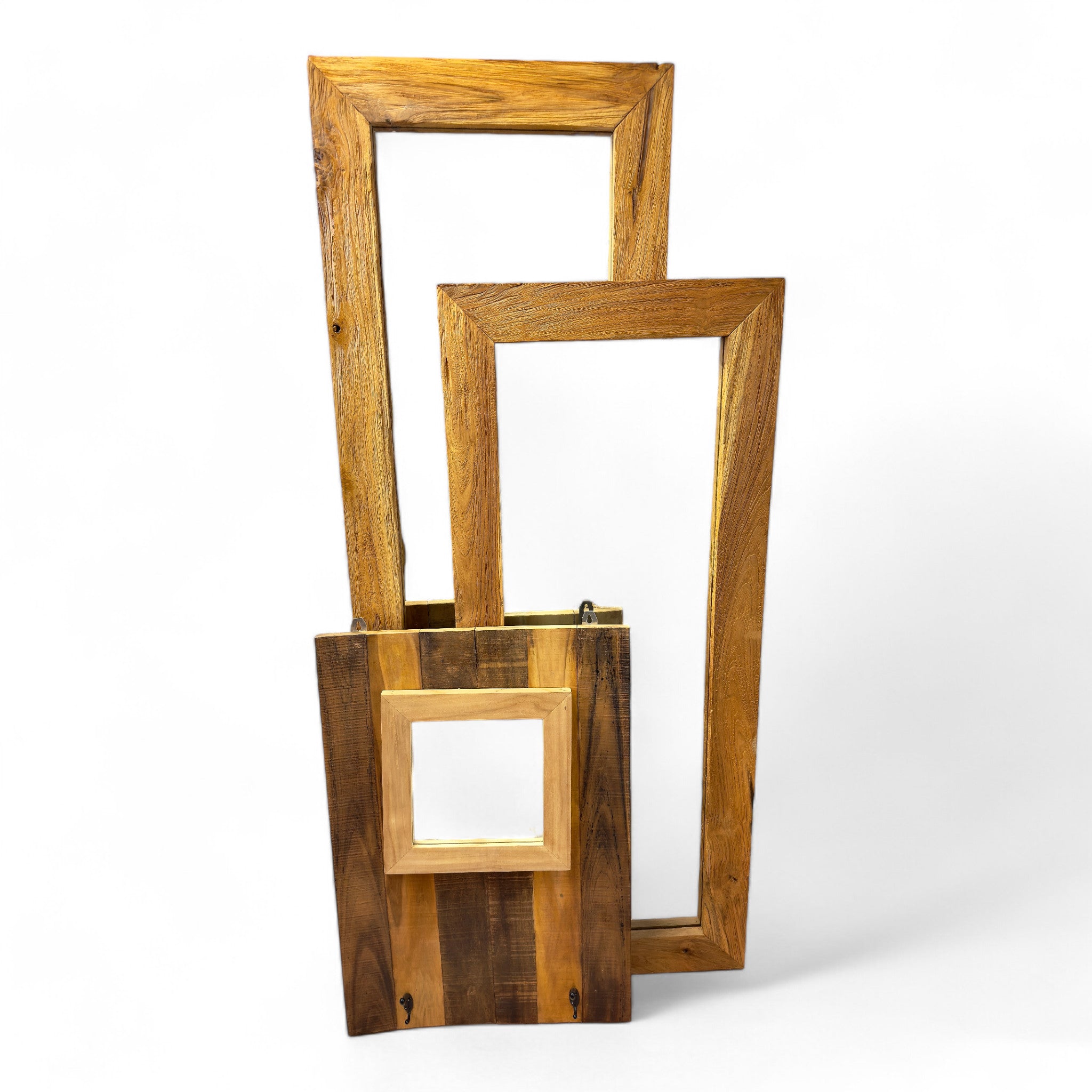 Teakholz Spiegel - Anlehnen Dekorieren Staunen – Massiver Eckiger Standspiegel – 120&150x50 cm - FaHome