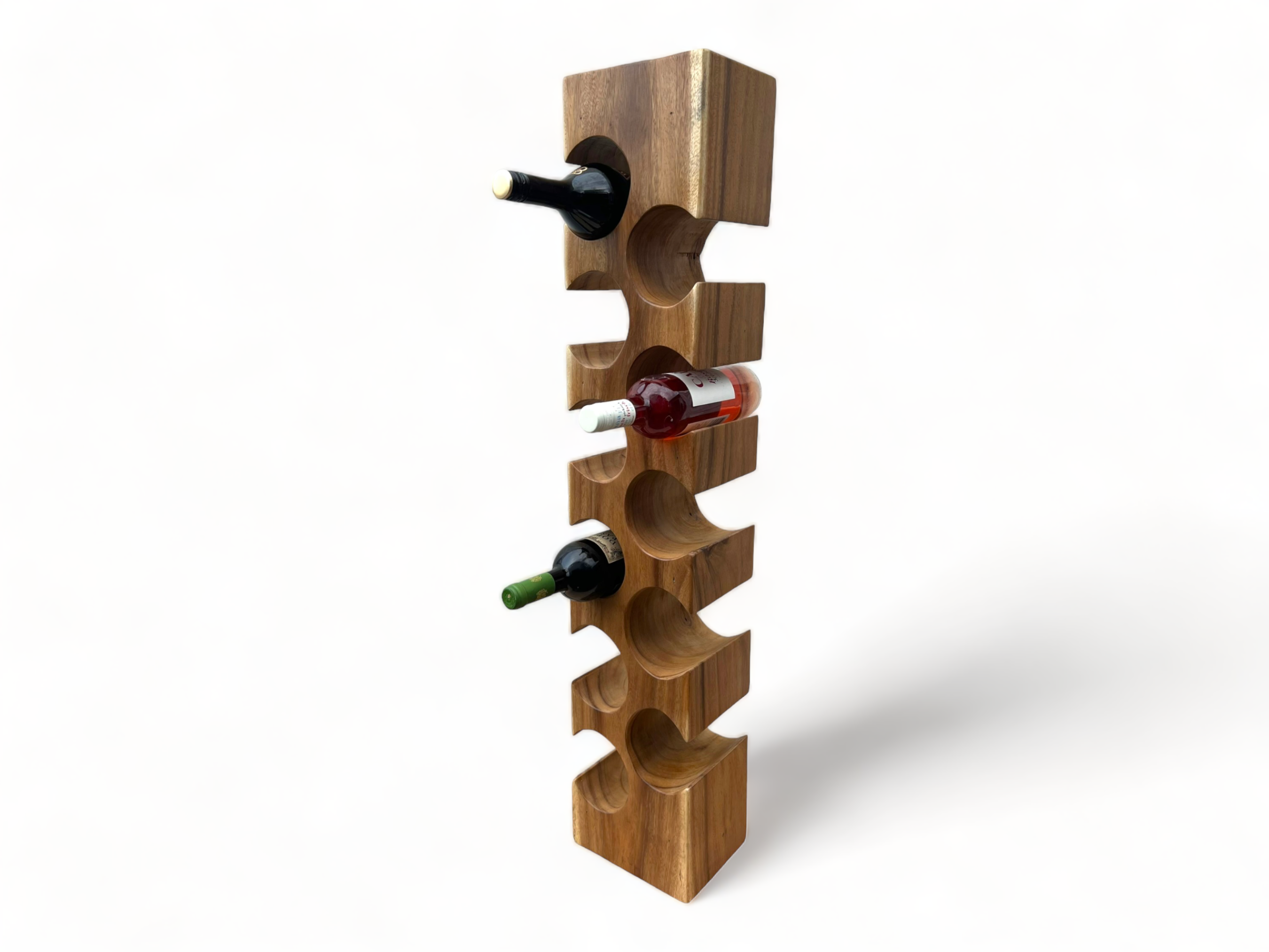 Casier à vin massif - décoration de cuisine salon porte-vin - fait main noble de haute qualité - carré en bois de Suar - 50/70/100x19,5x14,5 cm