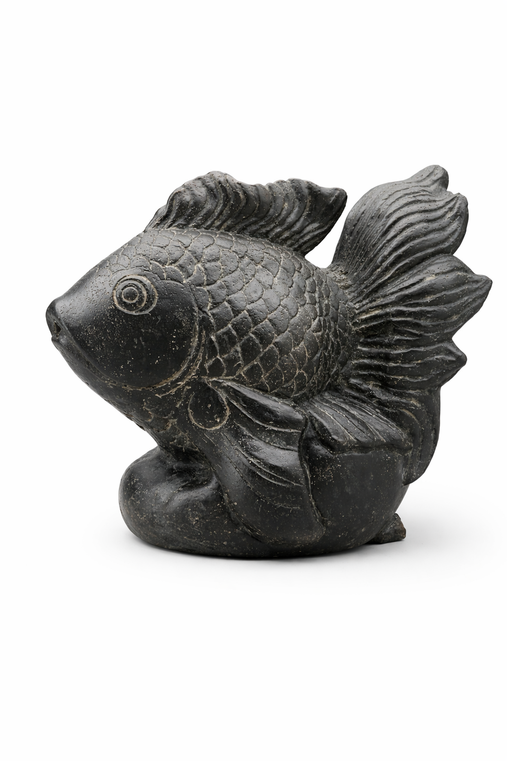 Koi Fisch Springbrunnen – Garten Terrasse Teich Deko – Wetterfest – Stein Figur Wasserspiel – 60 cm