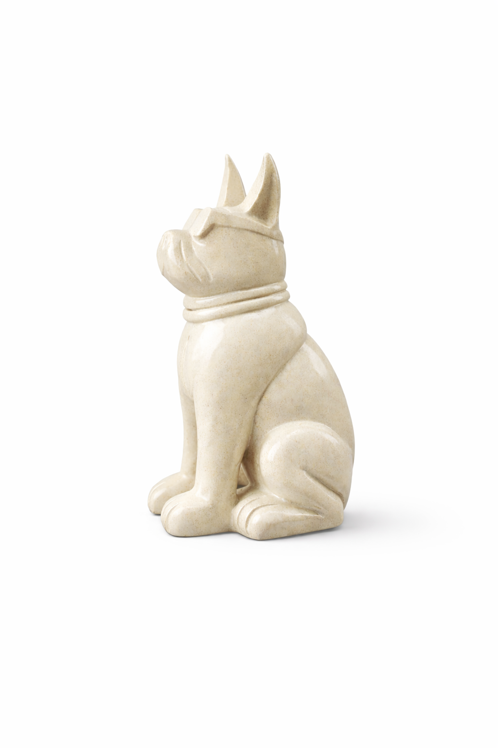 Hunde Statue modern – Garten Terrasse Wohnzimmer Deko – Wetterfest – Stein Figur Hund schwarz – 60 cm