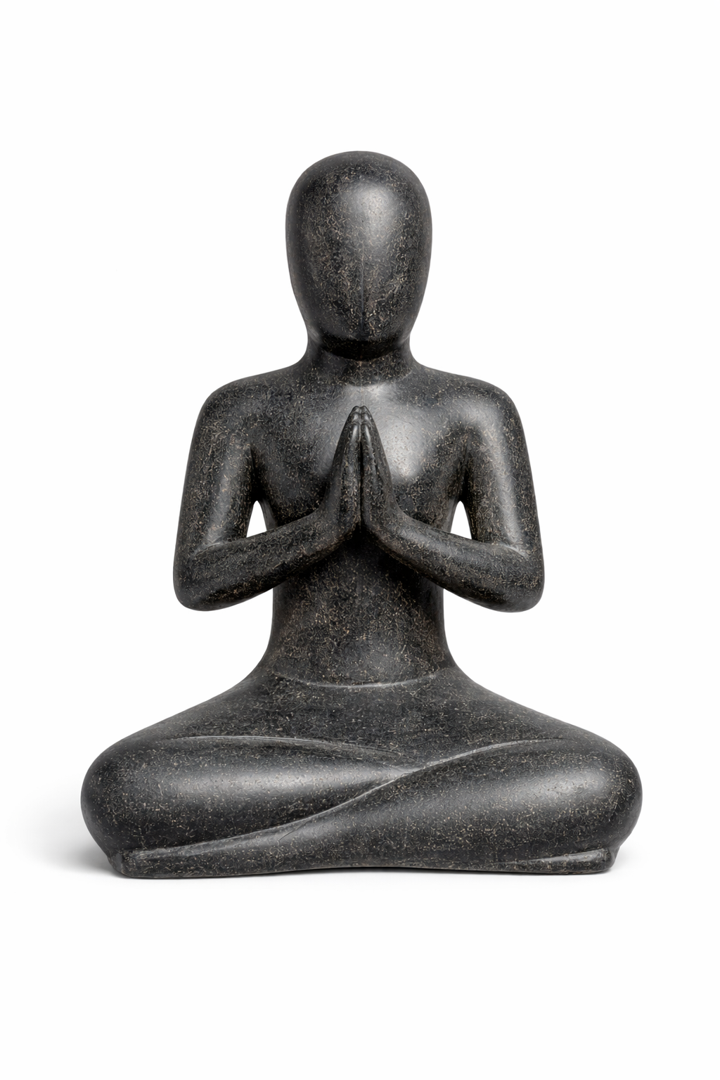 Yoga Figur sitzend Namaste – Wohnzimmer Studio Regal Deko – Wetterfest – Steinoptik Meditation Skulptur schwarz – in 2 Größen