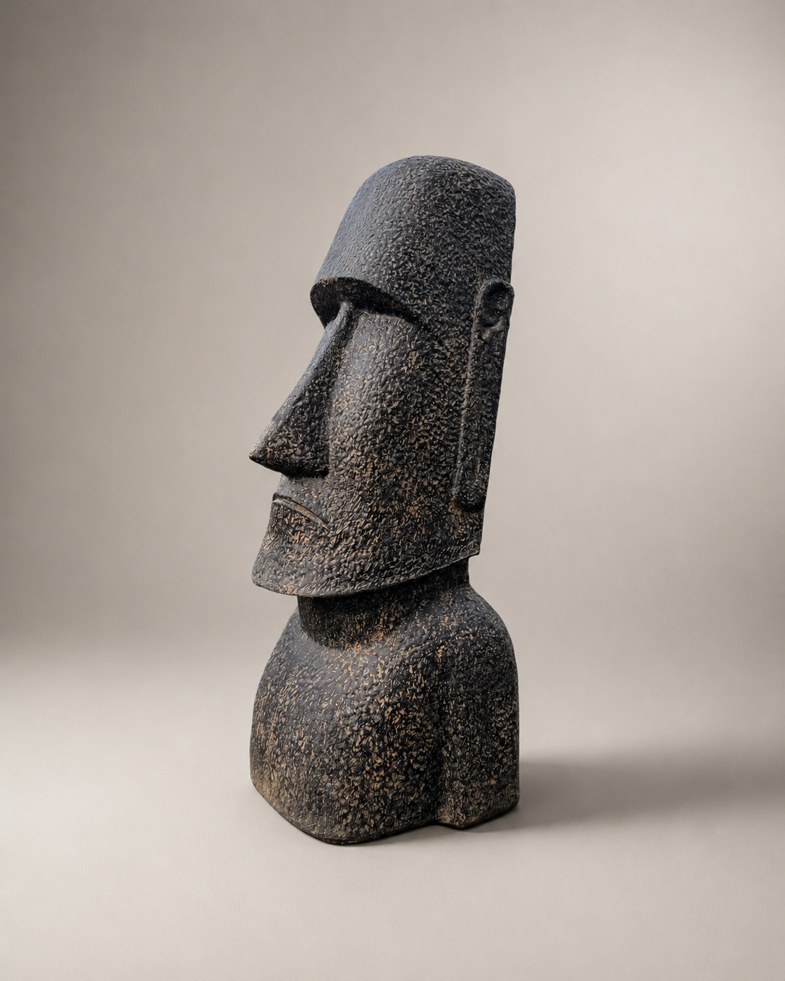 Moai Kopf Statue - Garten Deko Skulptur - Wetterfest - Rapa-Nui Osterinsel-Figur aus Glasfaserbeton Grau - 120x46x40 cm