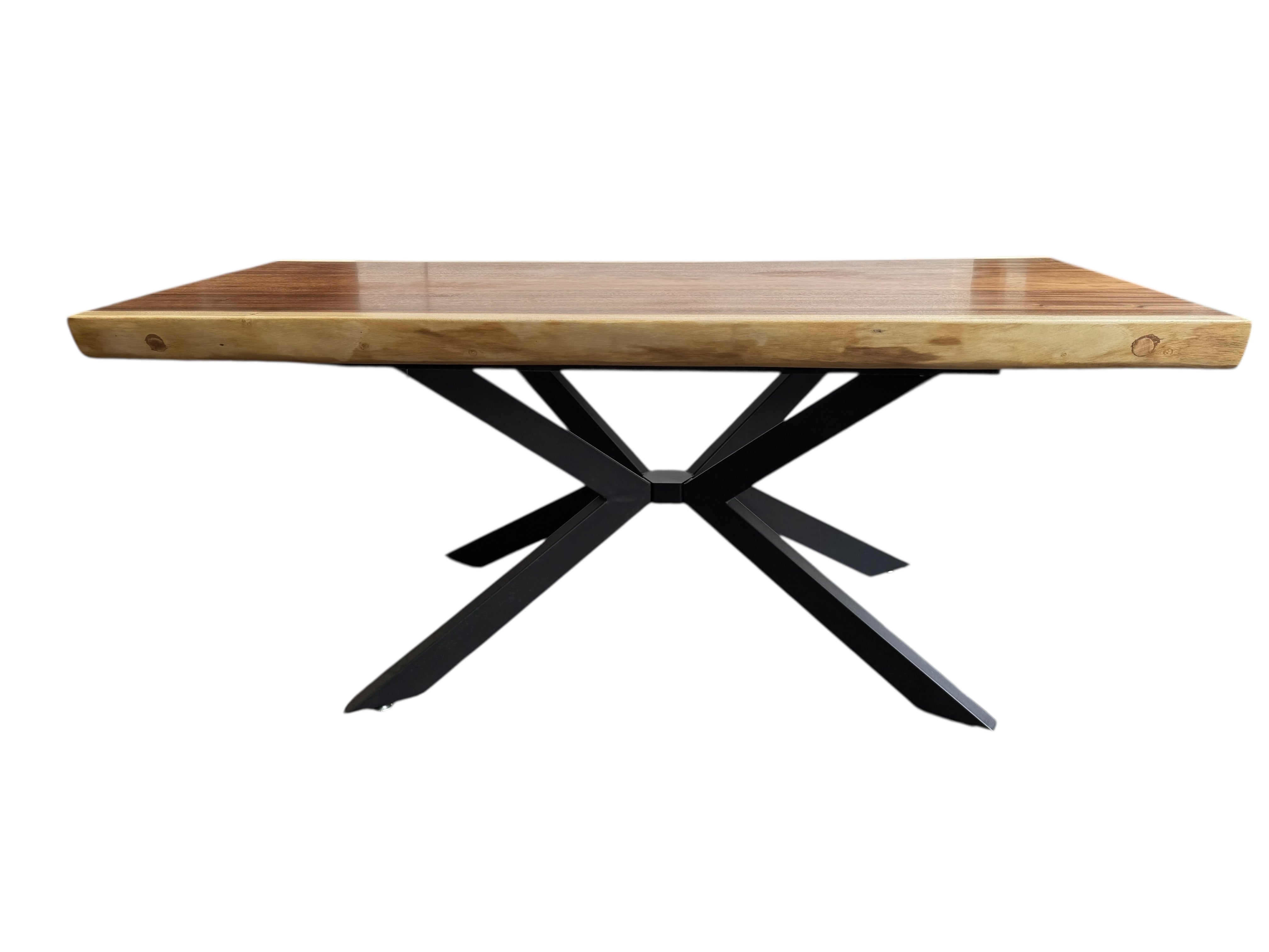 Table à manger en bois massif bord d'arbre naturel - table en bois massif de suar pièces uniques plateau de table (200x89x9cm)