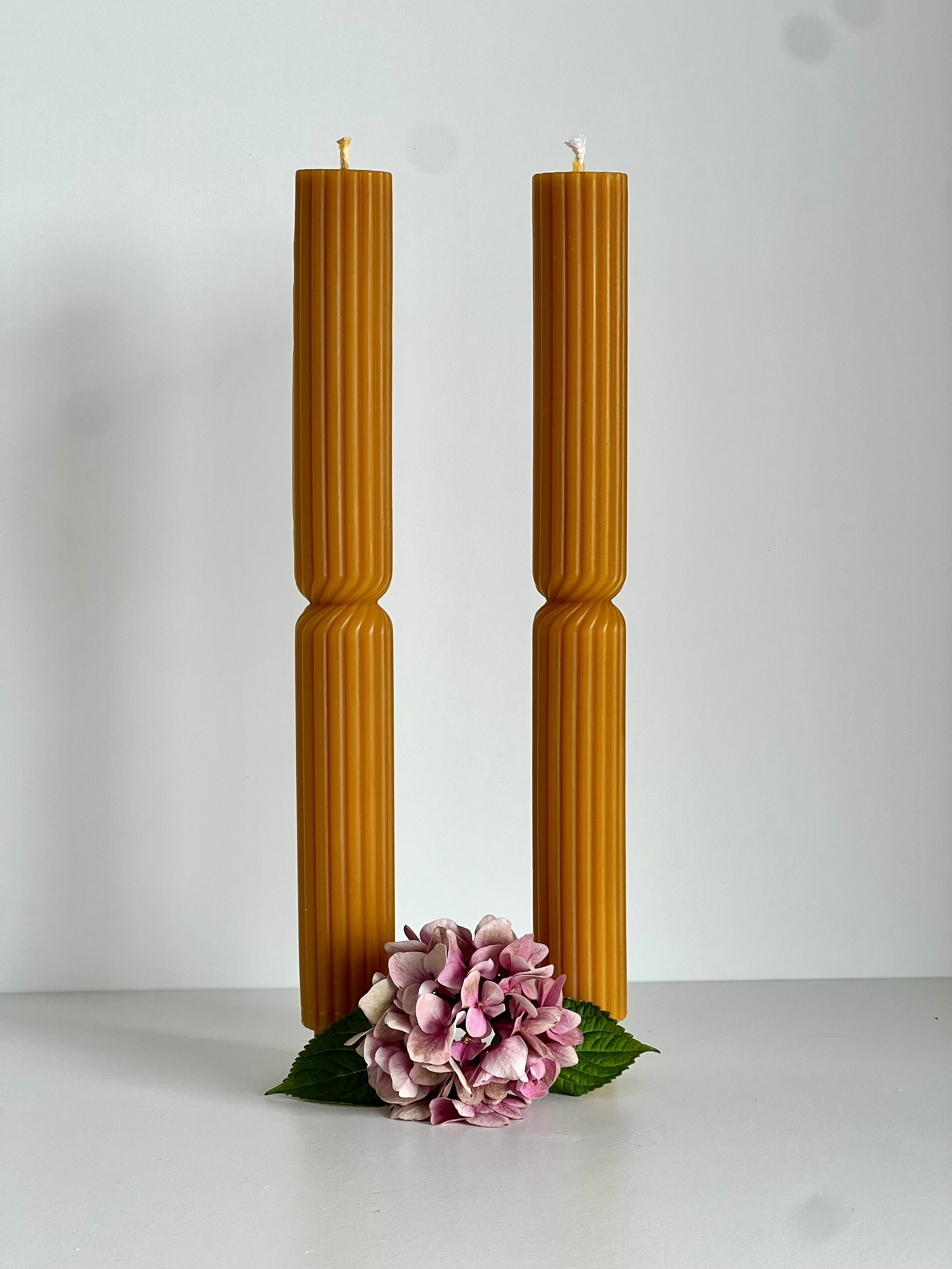Bienenwachskerze ATHENS – Original Bienenwachs – Handgegossen – Für Wohnräume & Dekoration – 2x oder 4x Set