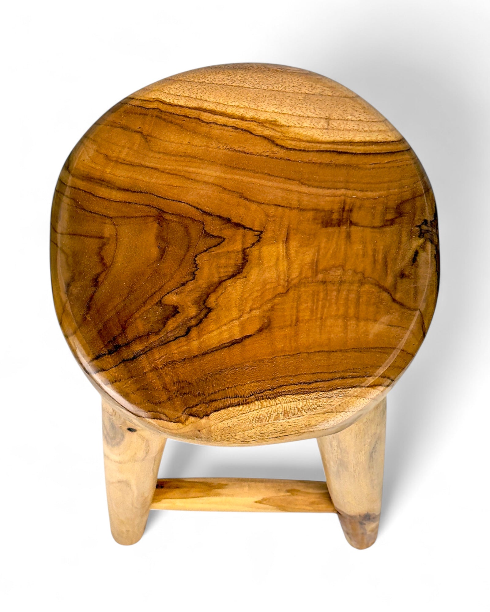 Barhocker aus massivem Holz – Handgefertigter rustikaler Holzhocker - Runde Sitzfläche für Küche, Bar & Essbereich - 30x75 cm