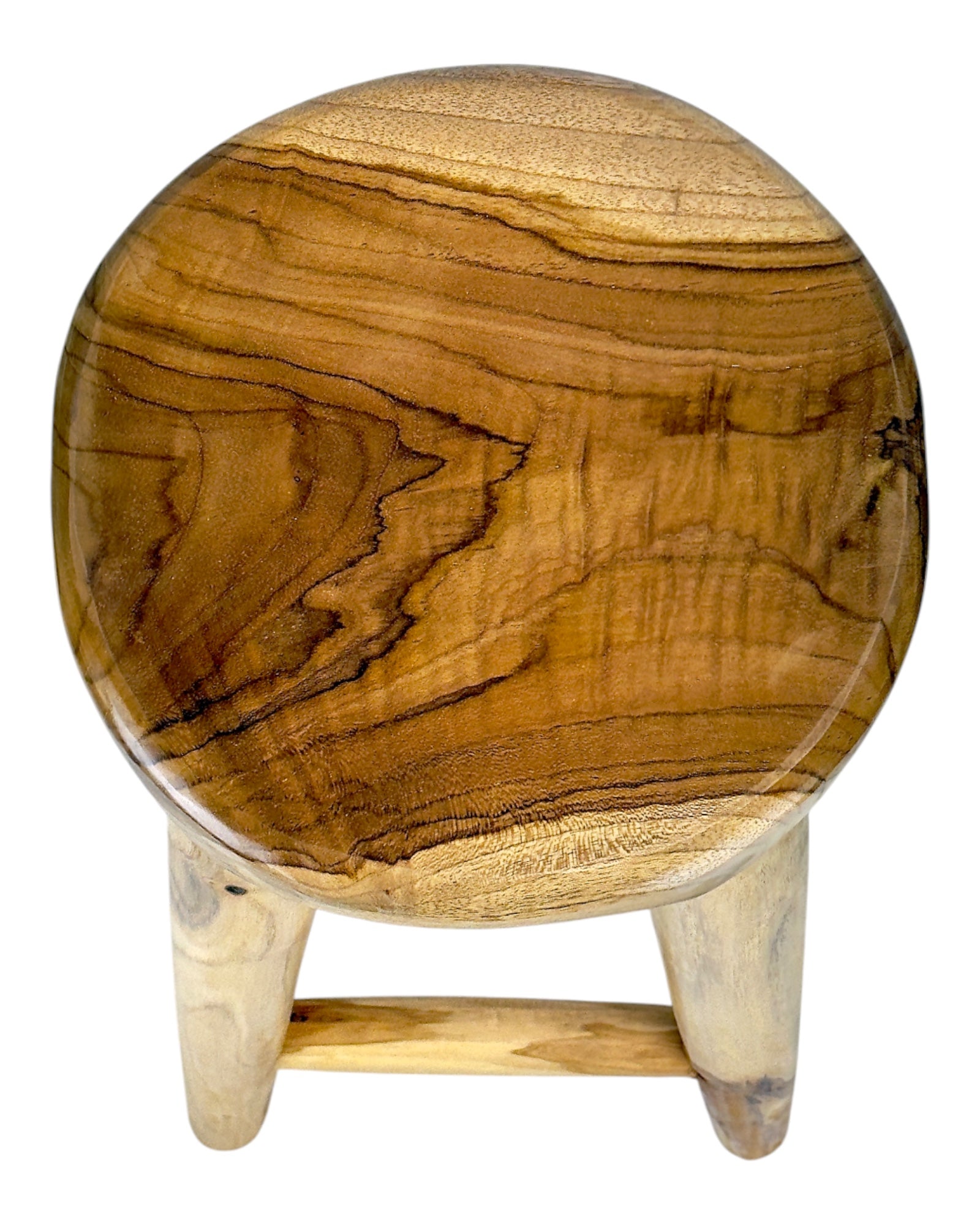Barhocker aus massivem Holz – Handgefertigter rustikaler Holzhocker - Runde Sitzfläche für Küche, Bar & Essbereich - 30x75 cm