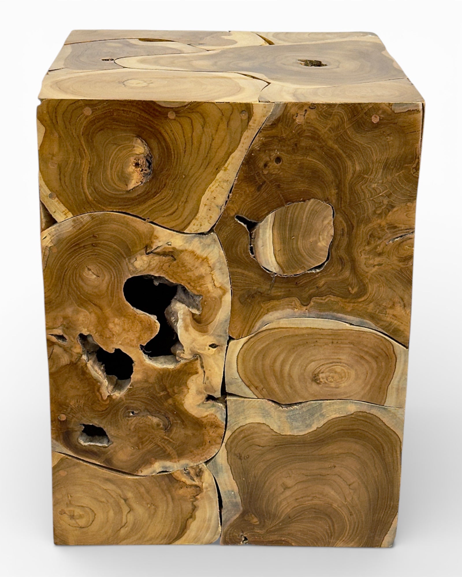 Holzmosaik Beistelltisch - Couchtisch Nachttisch Pflanzenhocker Hocker - Handgefertigt - 3 Verschiedene Größen