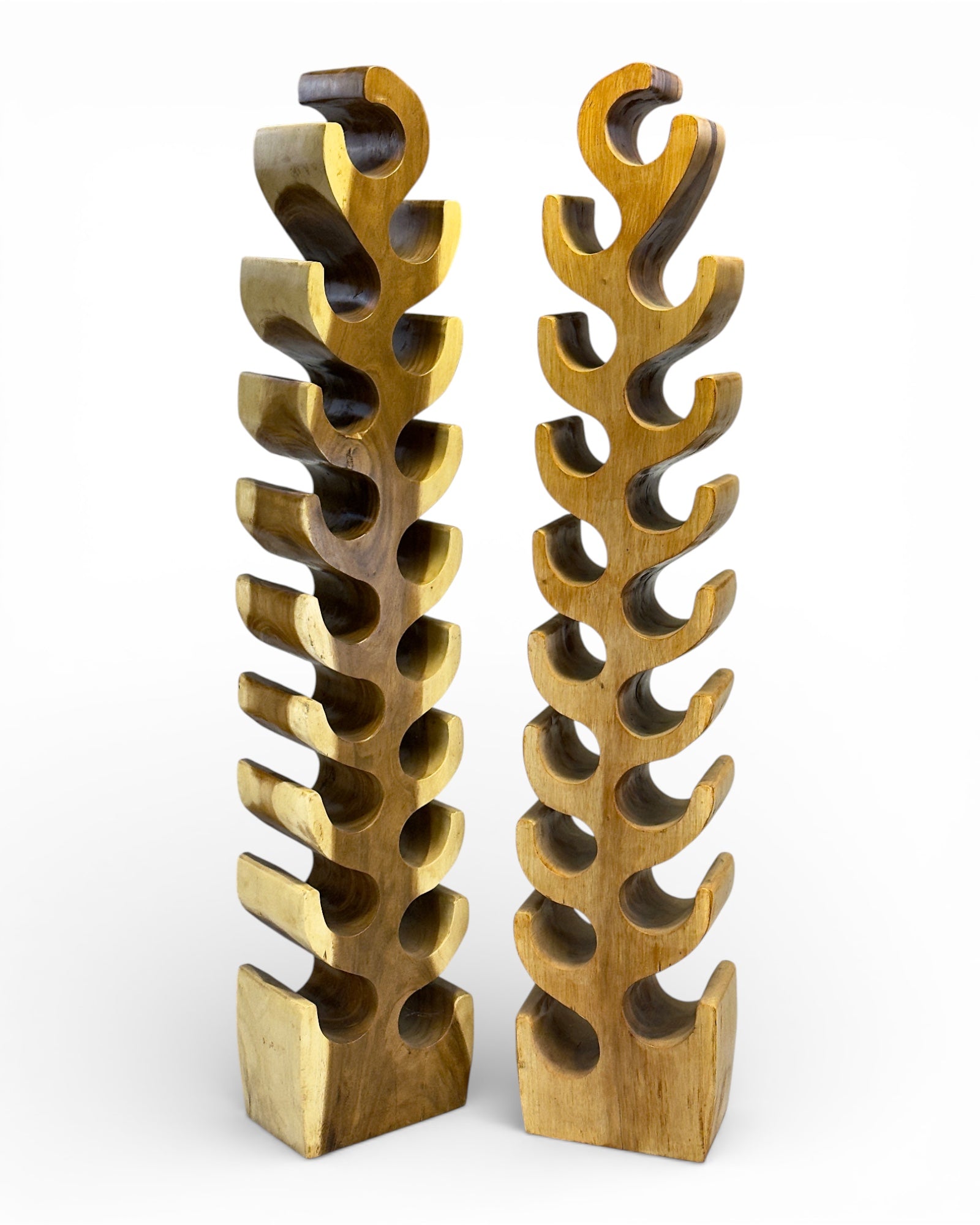 Weinregal Massiv XXL – Weinhalter Flaschenhalter - Handgefertigt Edel Hochwertig – Aus Teakholz für 18 Flaschen – 150x30x18 cm