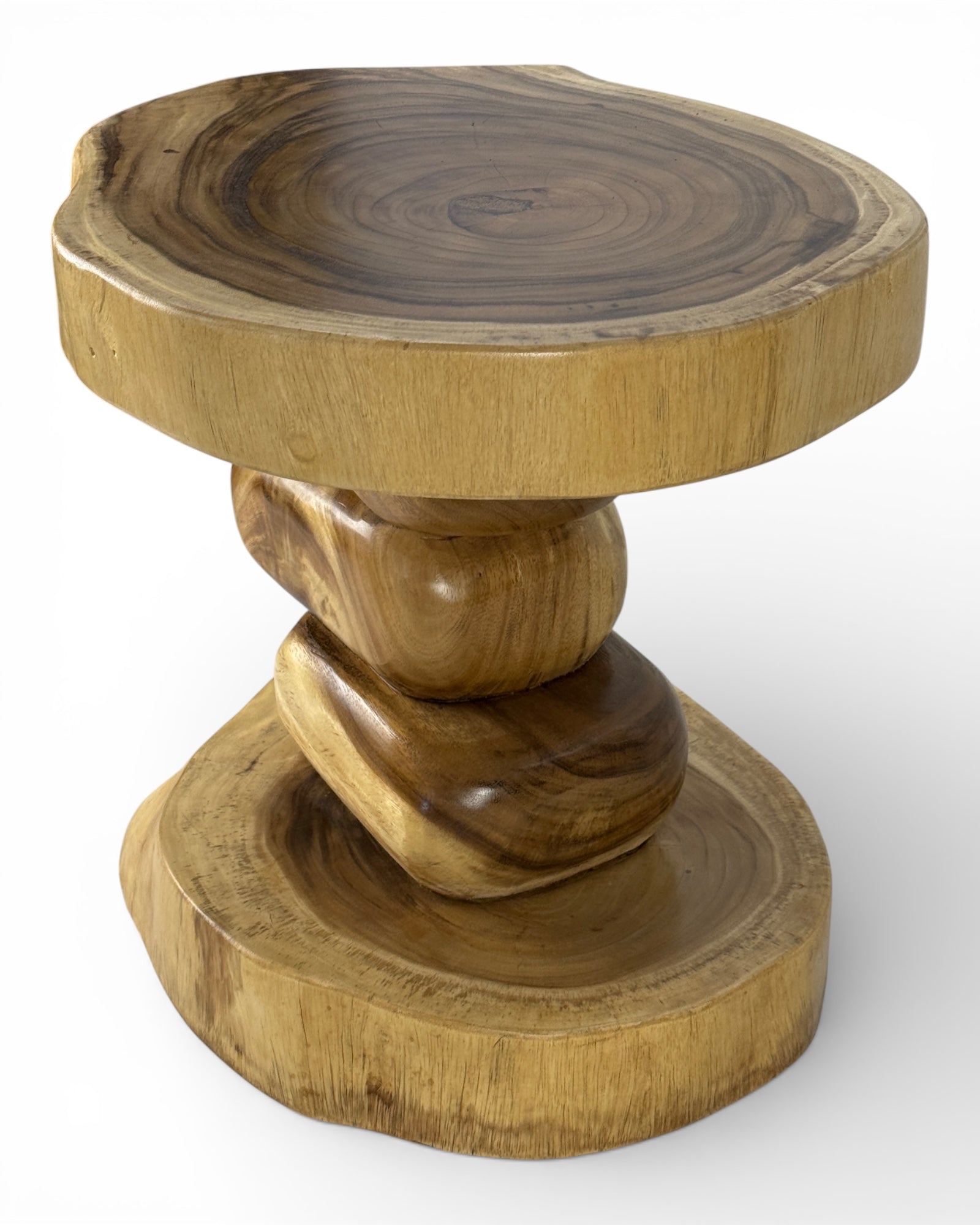 Unique piece: Sculptural side table made of solid natural wood - 50 × 50 × 41 cm