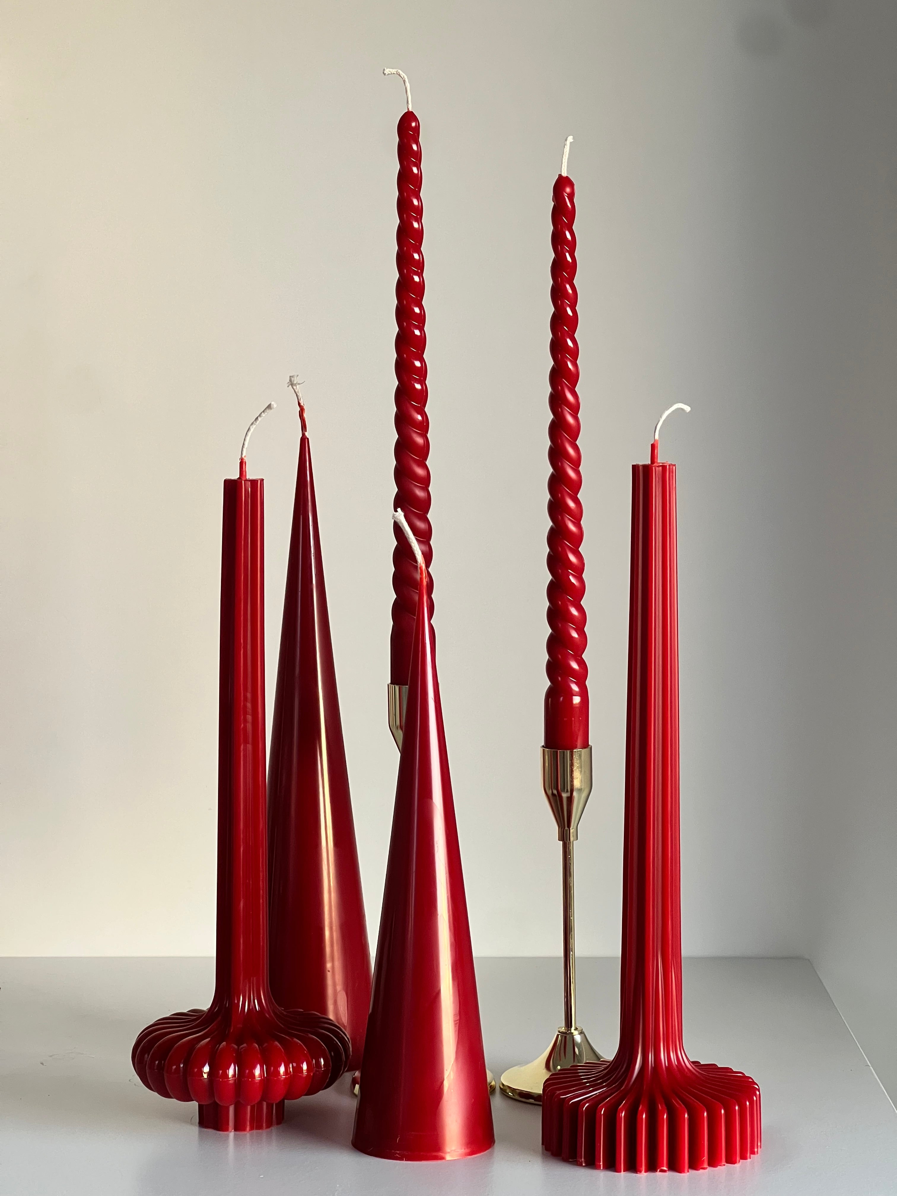 Bienenwachskerze ROM – Rot – Handgegossen – Für Wohnräume & Dekoration – 4x Set