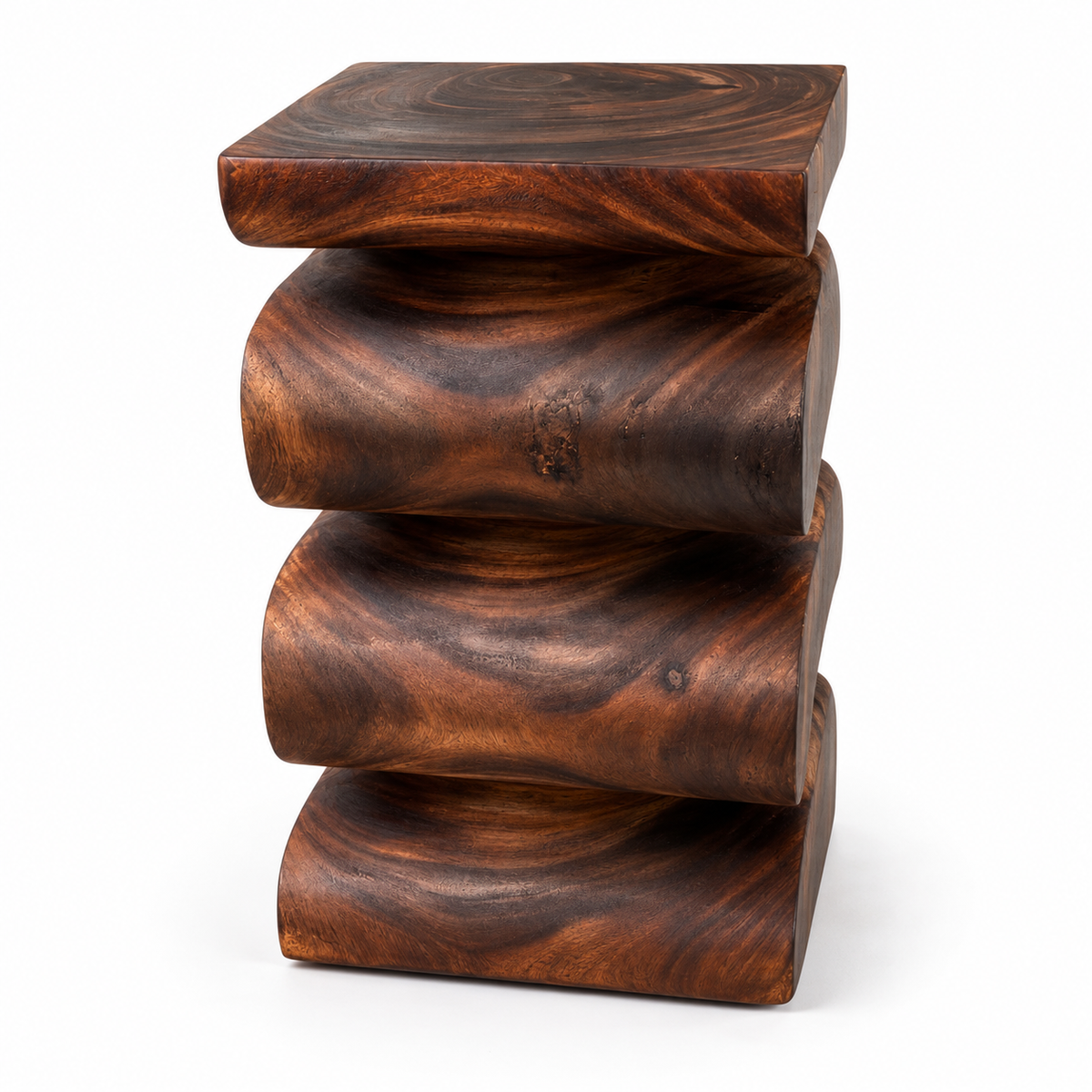 Tabouret en bois - table d'appoint tabouret à fleurs table de rangement - fait main - serpent flambé en bois de suar massif - 50x30x30 cm