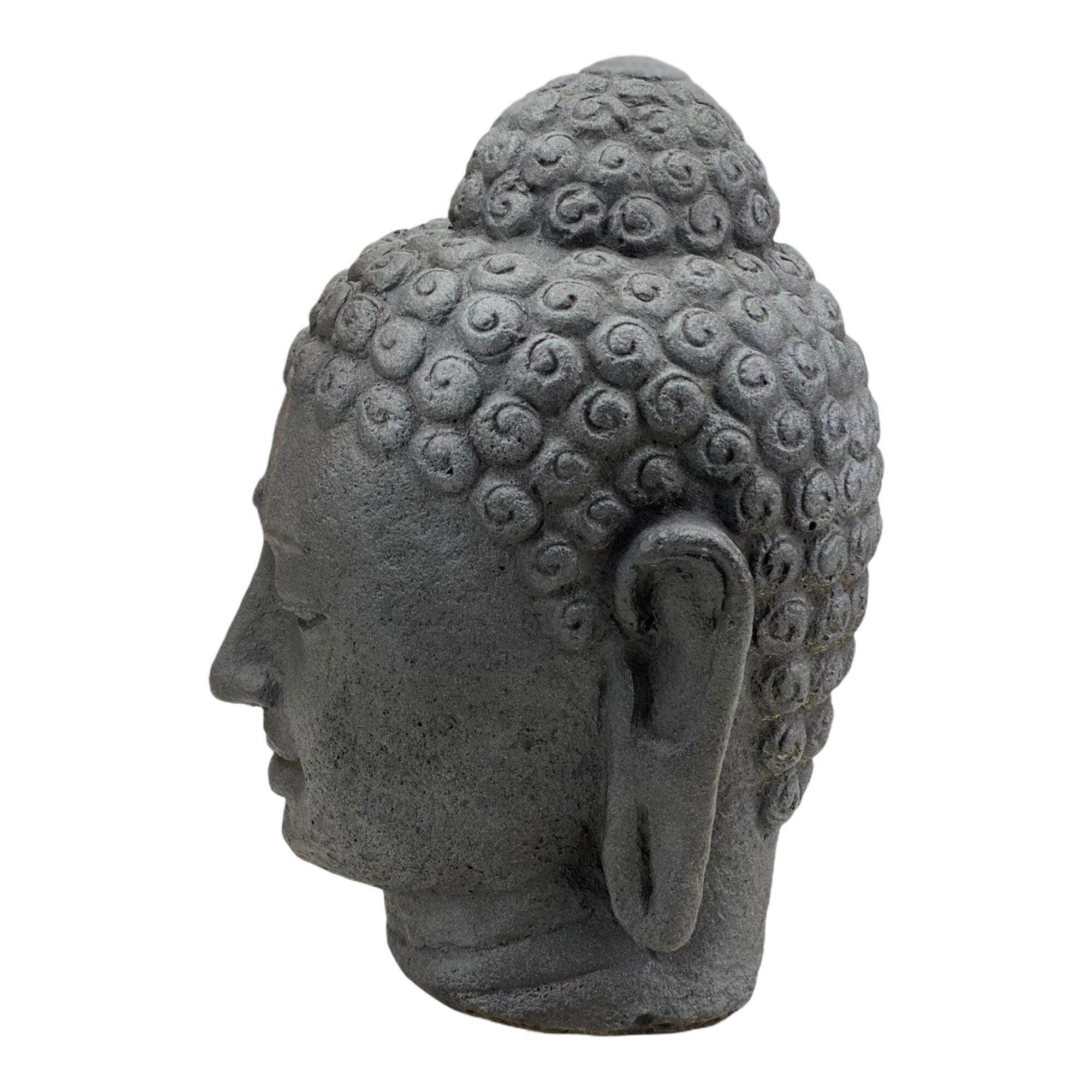 Buddha Kopf - Garten Deko Raumdeko - Gegossene Stein Figur Wetterfest - Steingemisch Grau - 30x19x21 cm