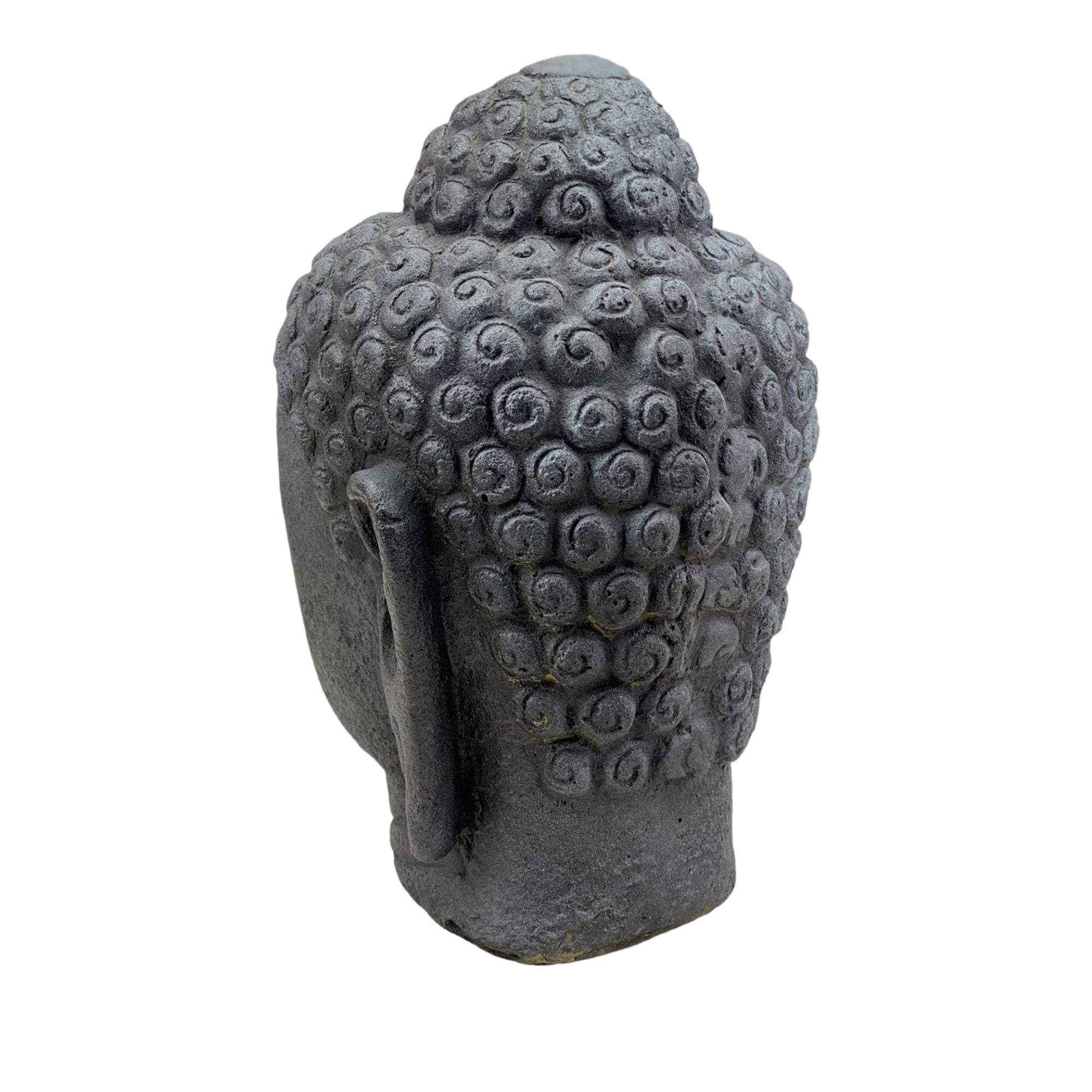 Buddha Kopf - Garten Deko Raumdeko - Gegossene Stein Figur Wetterfest - Steingemisch Grau - 30x19x21 cm