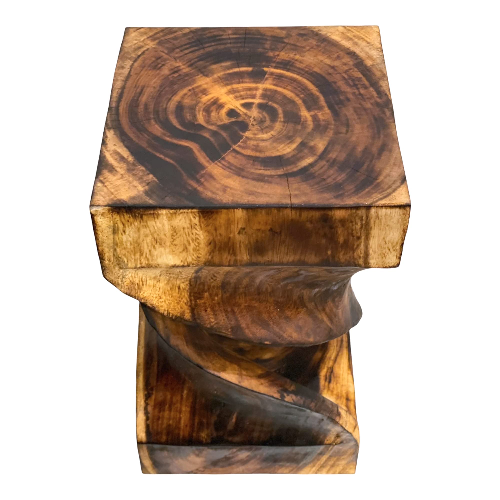 Table d'appoint en bois - table basse tabouret en bois - flammée artisanalement - tournée en bois de Suar massif - 50x28x28 cm