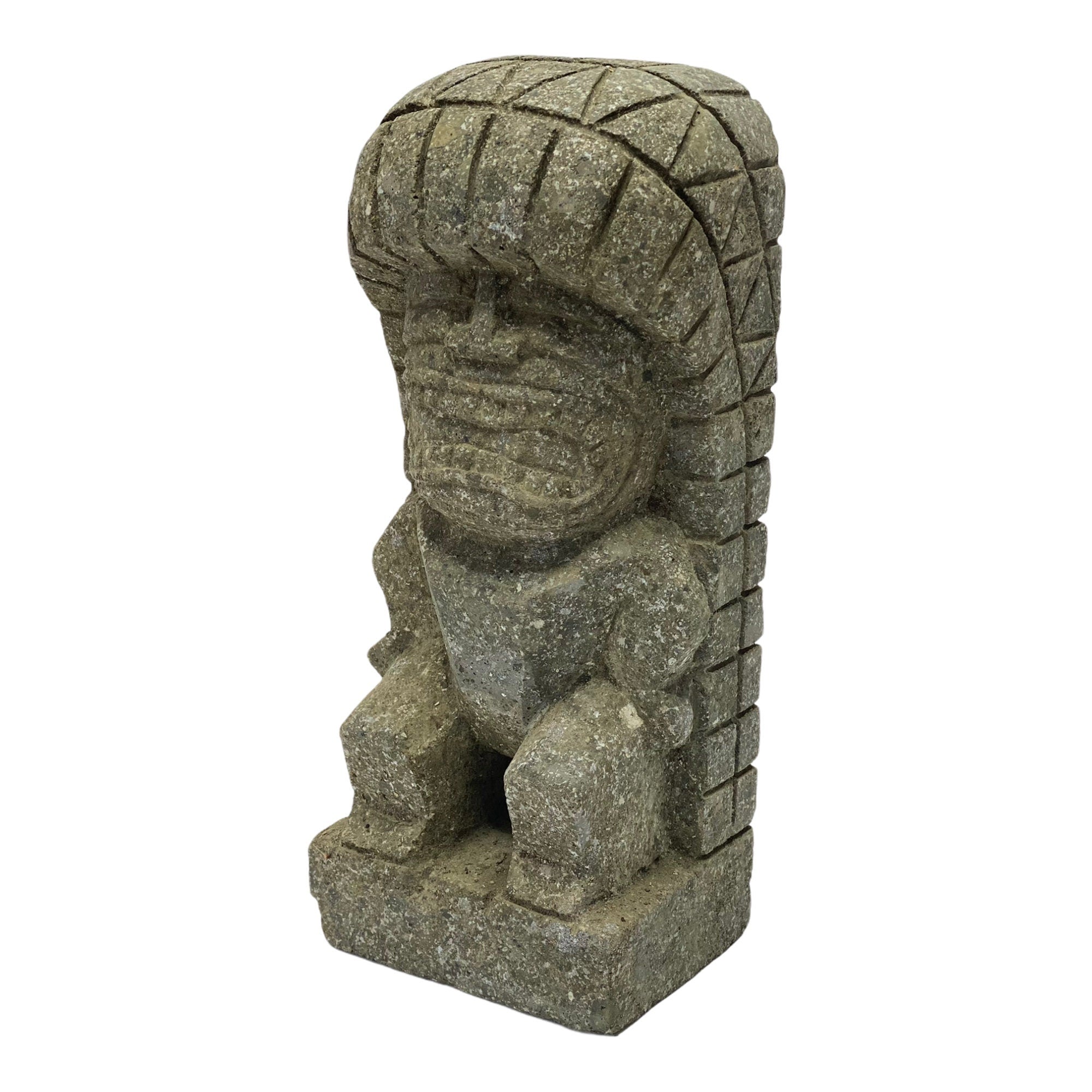Figurine Tiki « Ku » - Décoration d'intérieur de jardin - Statue du Dieu de la Guerre d'Hawaï - Calcaire - 30 x 12,5 x 9 cm