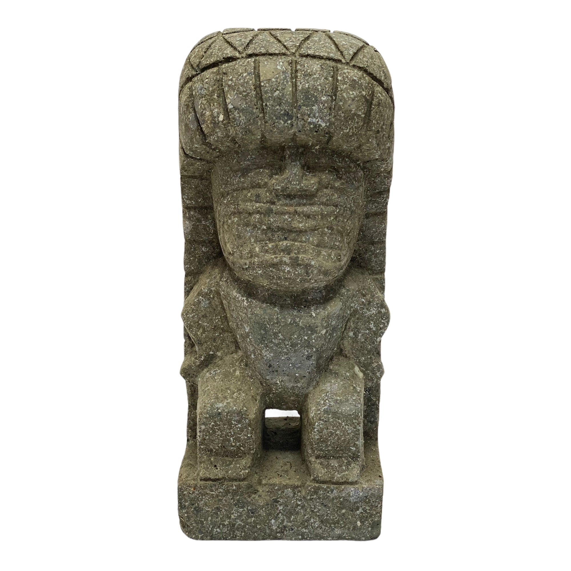 Figurine Tiki « Ku » - Décoration d'intérieur de jardin - Statue du Dieu de la Guerre d'Hawaï - Calcaire - 30 x 12,5 x 9 cm