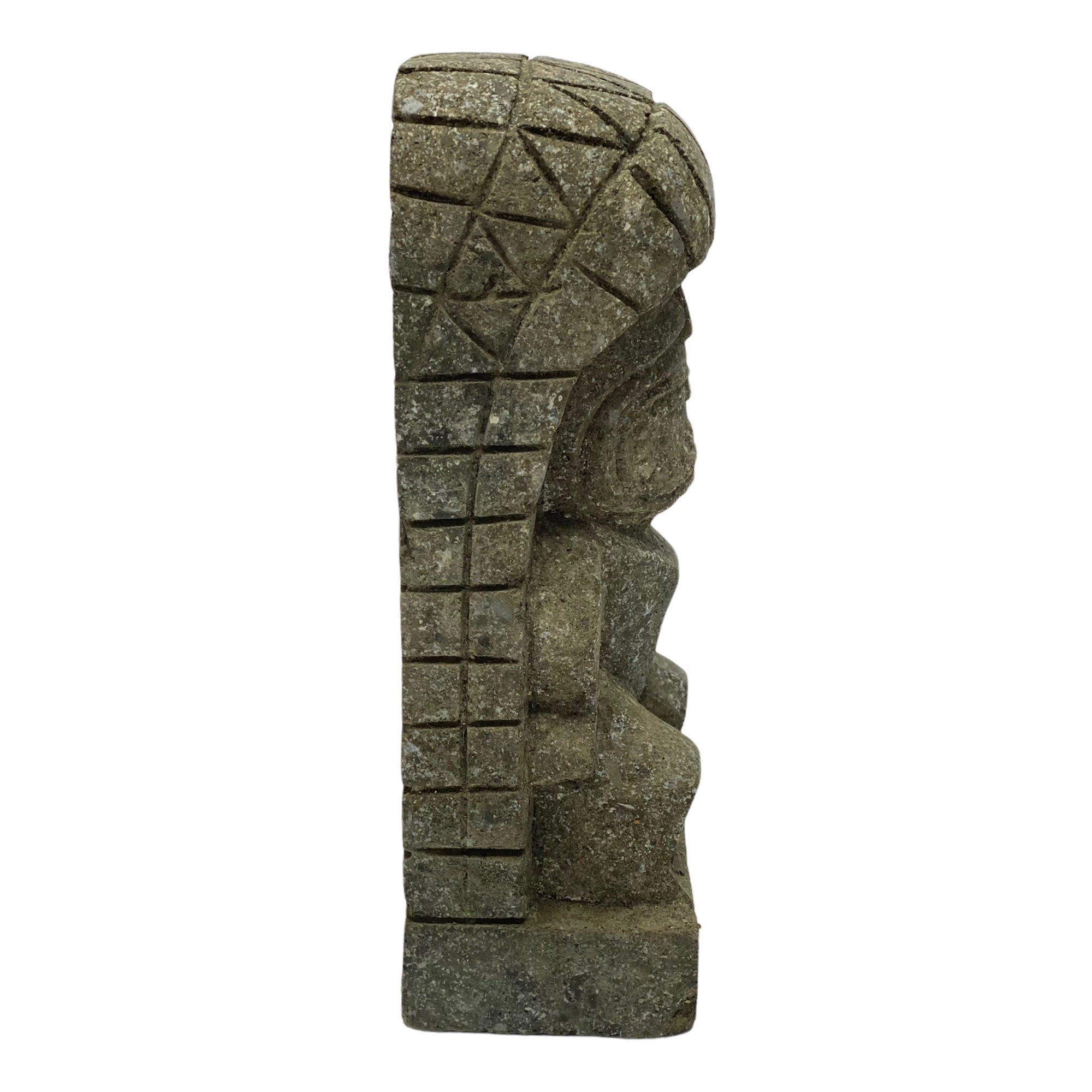 Figurine Tiki « Ku » - Décoration d'intérieur de jardin - Statue du Dieu de la Guerre d'Hawaï - Calcaire - 30 x 12,5 x 9 cm