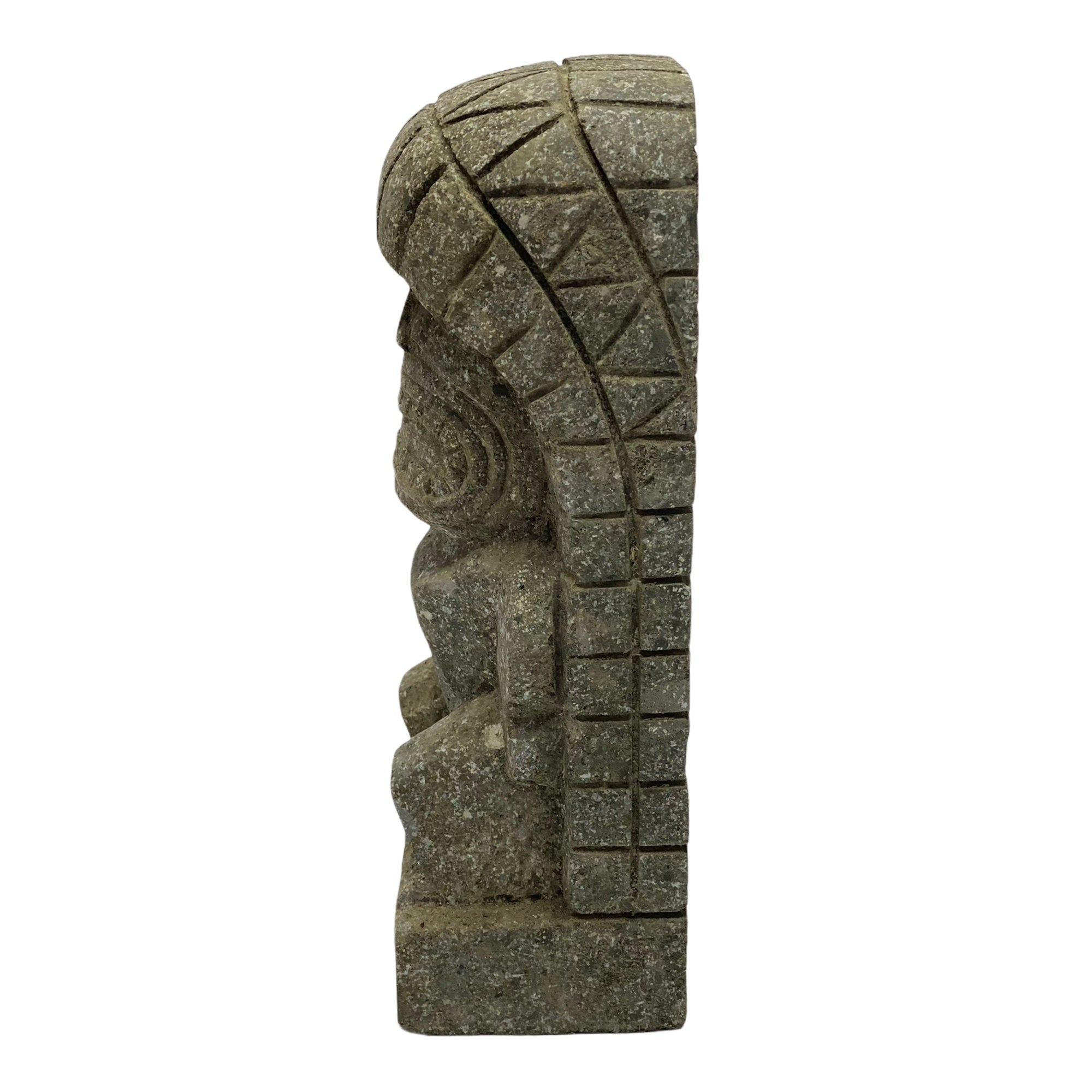 Figurine Tiki « Ku » - Décoration d'intérieur de jardin - Statue du Dieu de la Guerre d'Hawaï - Calcaire - 30 x 12,5 x 9 cm