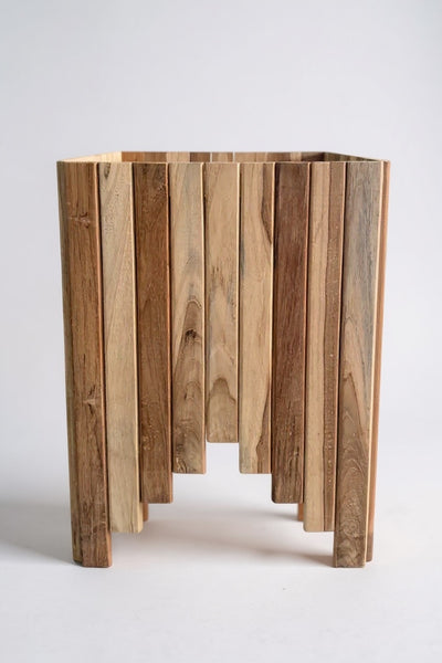 Wooden flower box – flower pot balcony box planter – handmade – vertical wooden slats – 45x35x35 cm