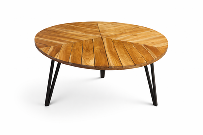 Runder Teakholz-Gartentisch Ø 150 cm – Handgefertigtes Unikat mit natürlicher Eleganz für Garten, Terrasse & Wintergarten