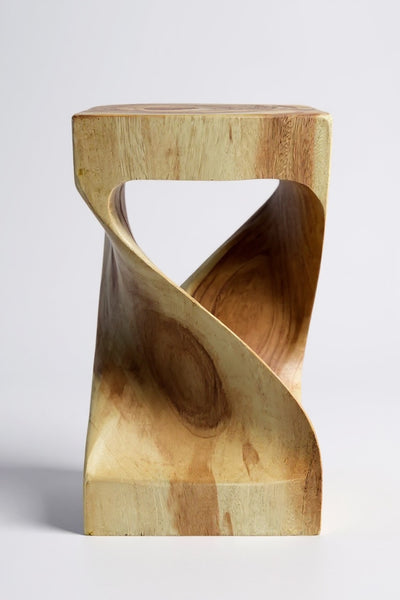 Holzhocker - Beistelltisch Blumenhocker Ablagetisch - Unikat Handgefertigt  - Gedreht aus massivem Samanholz - 50x28x28 cm