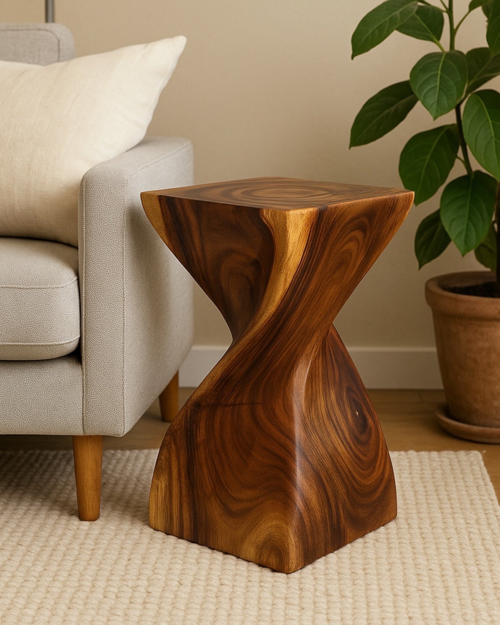 Wooden stool - Noble wooden side table - Wooden stool - Handcrafted wooden side table - 50x28x28cm