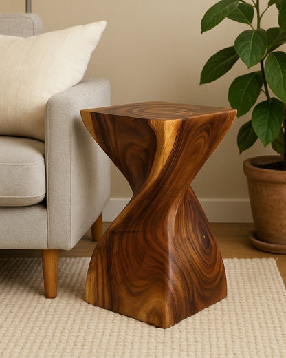 Tabouret en bois - Table d'appoint en bois noble - Tabouret en bois - Table d'appoint en bois fabriquée à la main - 50x28x28cm
