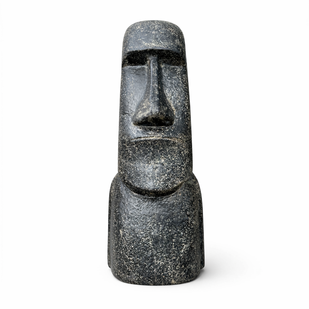 Moai Kopf Statue - Garten Deko Skulptur - Wetterfest - Rapa-Nui Osterinsel-Figur aus Glasfaserbeton Grau - 120x46x40 cm