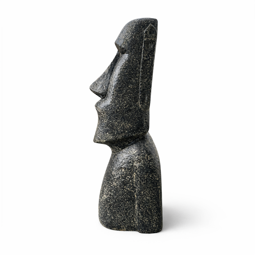 Moai Kopf Statue - Garten Deko Skulptur - Wetterfest - Rapa-Nui Osterinsel-Figur aus Glasfaserbeton Grau - 120x46x40 cm