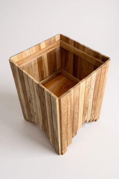 Wooden flower box – flower pot balcony box planter – handmade – vertical wooden slats – 45x35x35 cm
