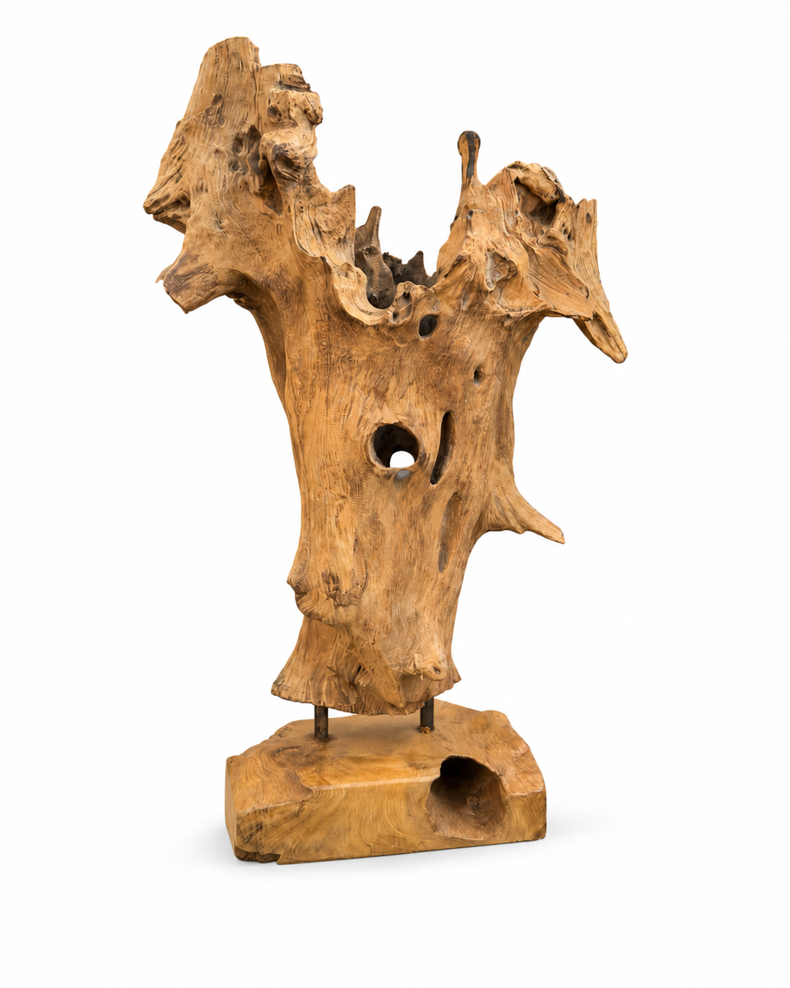 Teakholz Deko-Skulptur – Naturbelassenes Wurzelholz Unikat für Wohn- & Gartenbereiche