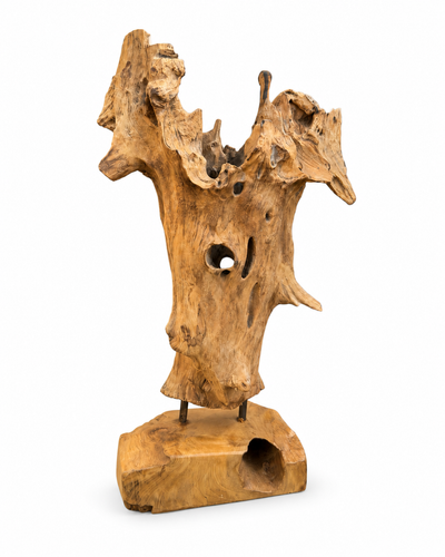 Unique piece: Teak wood decorative sculpture – Natural root wood, one-of-a-kind for living and garden areas