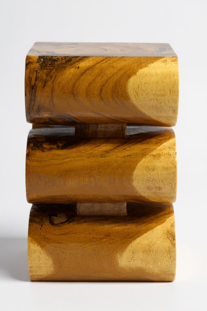 Tabouret en bois - table d'appoint, tabouret à fleurs, table de rangement - fait main - serpent naturel en bois de suar massif - 50x30x30 cm