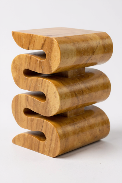 Tabouret en bois - table d'appoint, tabouret à fleurs, table de rangement - fait main - serpent naturel en bois de suar massif - 50x30x30 cm