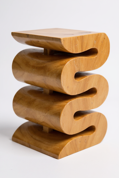 Tabouret en bois - table d'appoint, tabouret à fleurs, table de rangement - fait main - serpent naturel en bois de suar massif - 50x30x30 cm